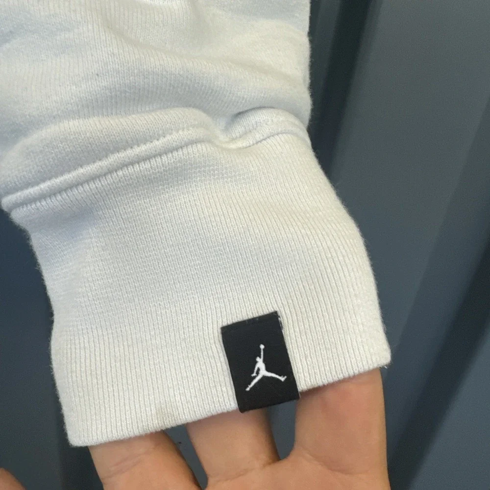 Air Jordan Wordmark‎ Men's Heavy Fleece Hoodie White  Sz L Streetwear